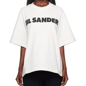 Jil Sander Printed White Logo T-Shirt - Medium